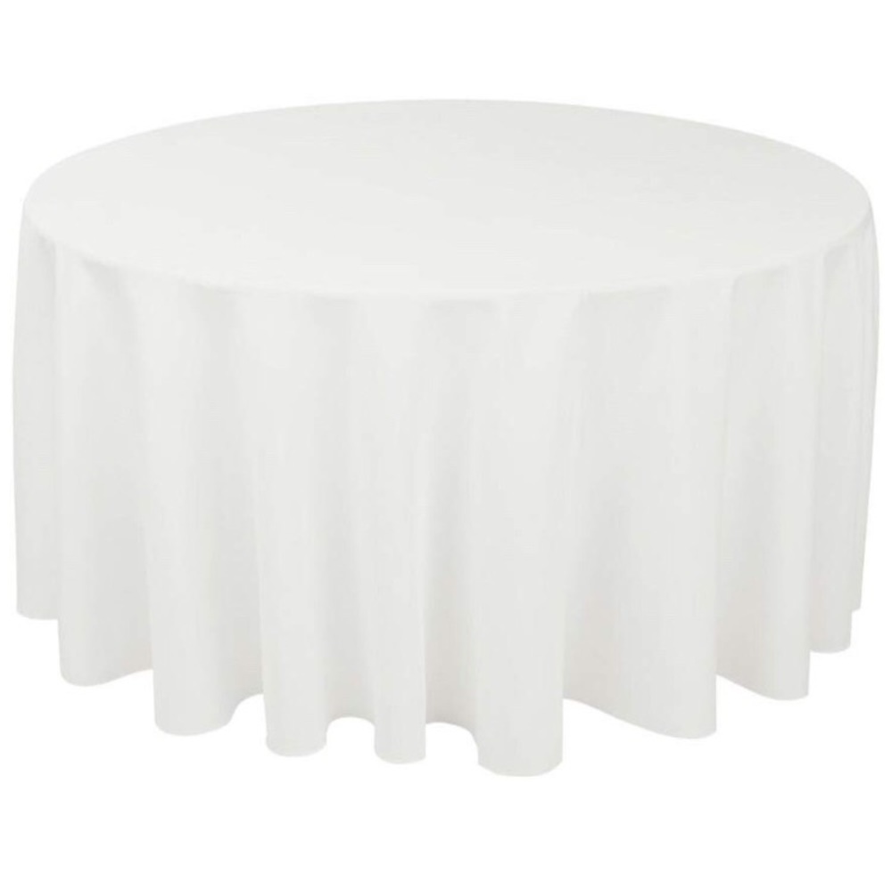 6 White Polyester 120” Round Tablecloths